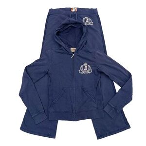 Vintage Juicy Couture Tracksuit Matching Set Blue Medium Jacket Small Pants Logo